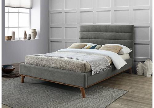 4ft6 Double Mayfair Light Grey Soft Velvet Fabric Upholstered Bed Frame 1